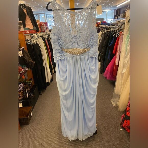 David's Bridal Ladies 22 Baby Blue Formal Dress